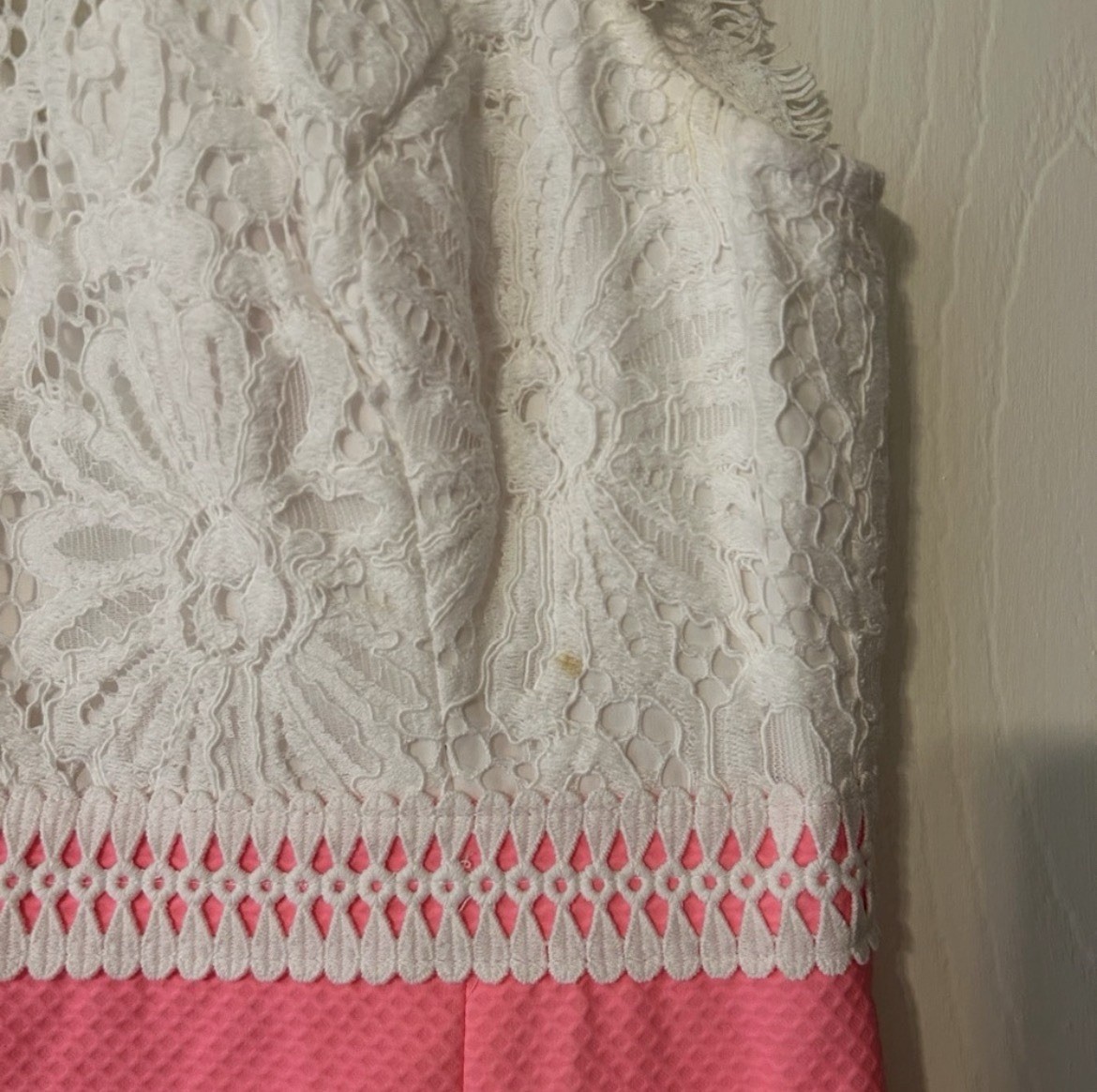 Lilly Pulitzer Women’s Sleeveless Shift Dress White Pink Lace Zip Size 0