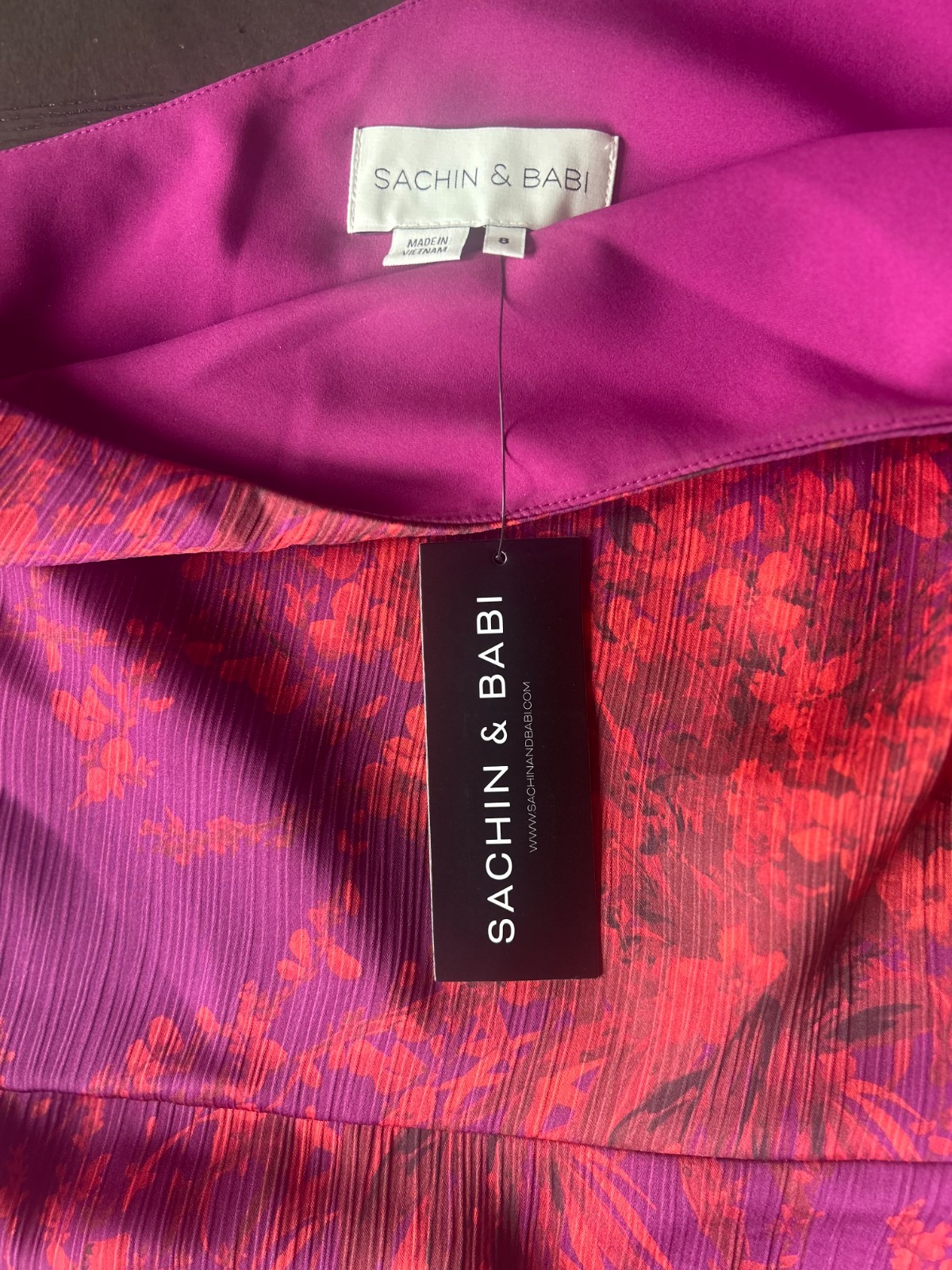 Sachin and Babi Chelsea Gown Raspberry Bouquet Size 8