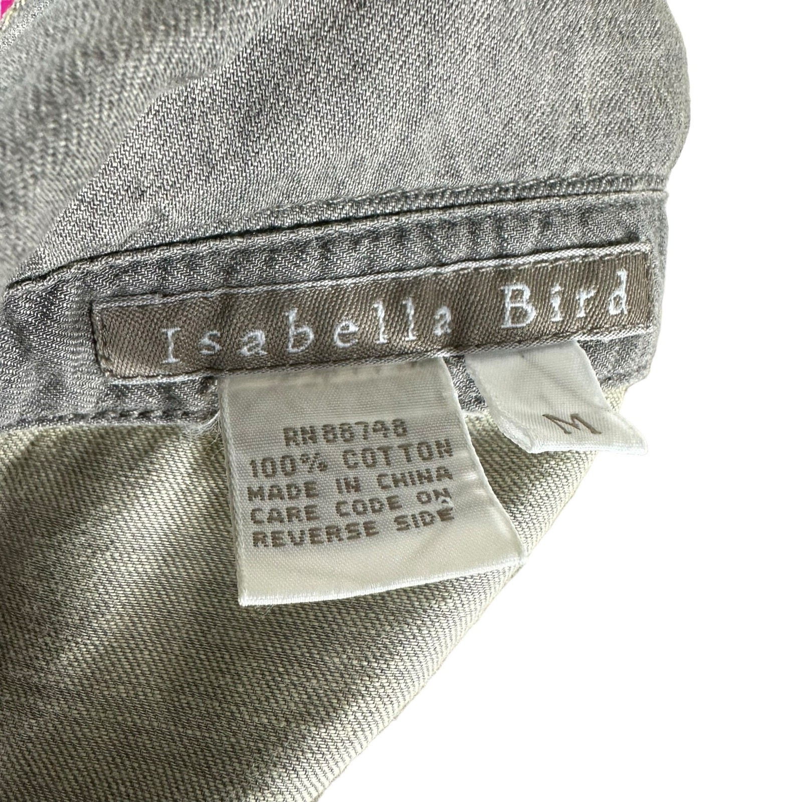 ISABELLA BIRD Gray Button Front V-Neck Pocket Midi Dress Women’s Size Medium