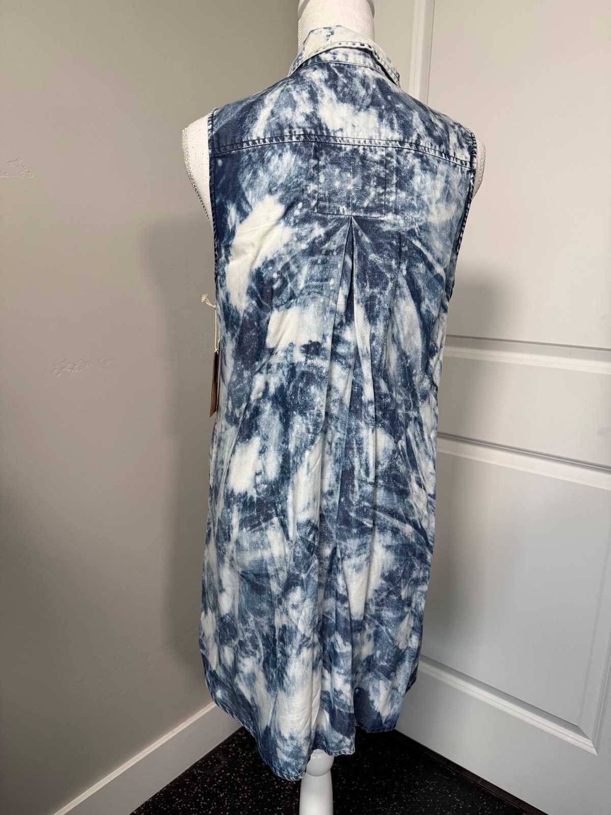 True Religion Womens Tie-Dye Sleeveless Indigo Tencel Georgia Dress XS Travel