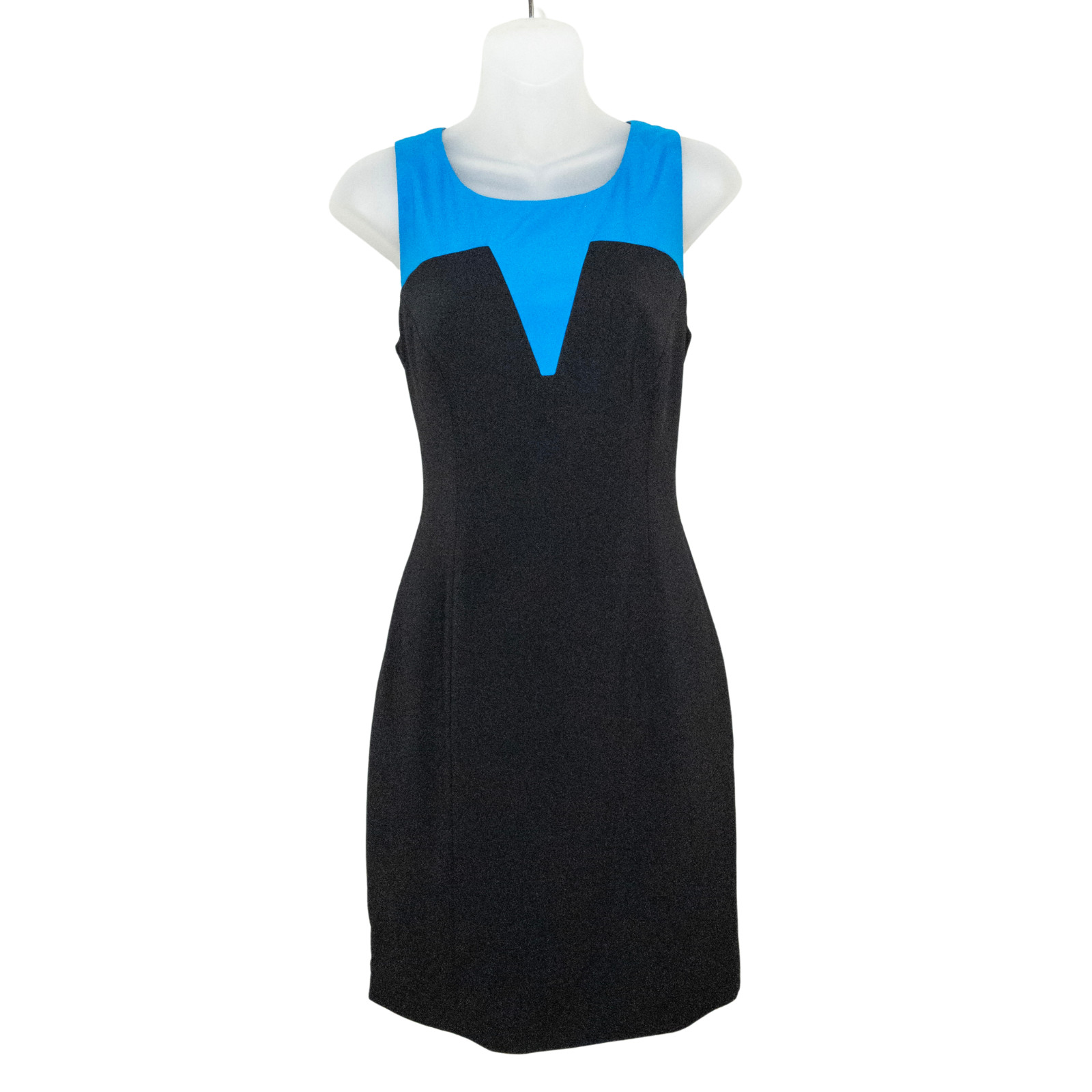 JAY GODFREY Blue Black Colorblock Sleeveless Silk Mini Dress Lined Women’s 8