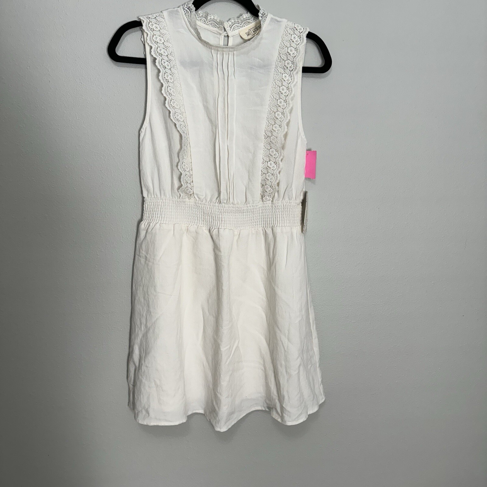 SWEET WANDERER Boutique White Swiss Dot Tiered Dress Sz L