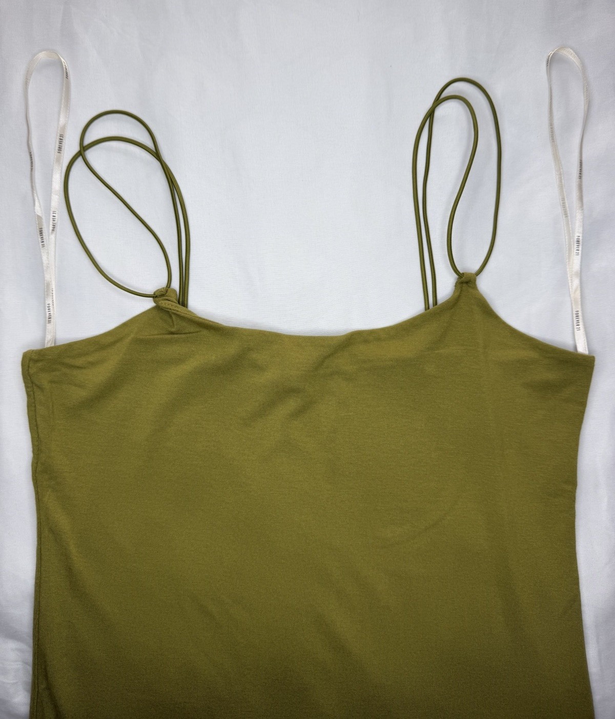 Forever 21 Women’s Green Dress Medium Fitted Spaghetti Strap Summer Green