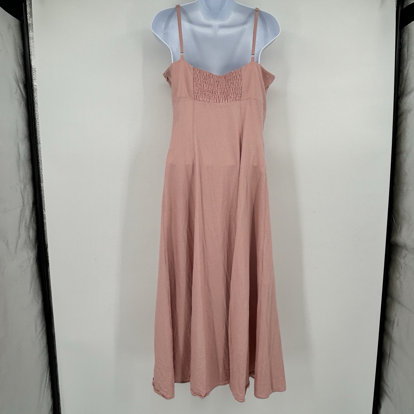 Preppy Cottage Faux Button Front Midi Dress Women 12 Coquette Feminine Romantic