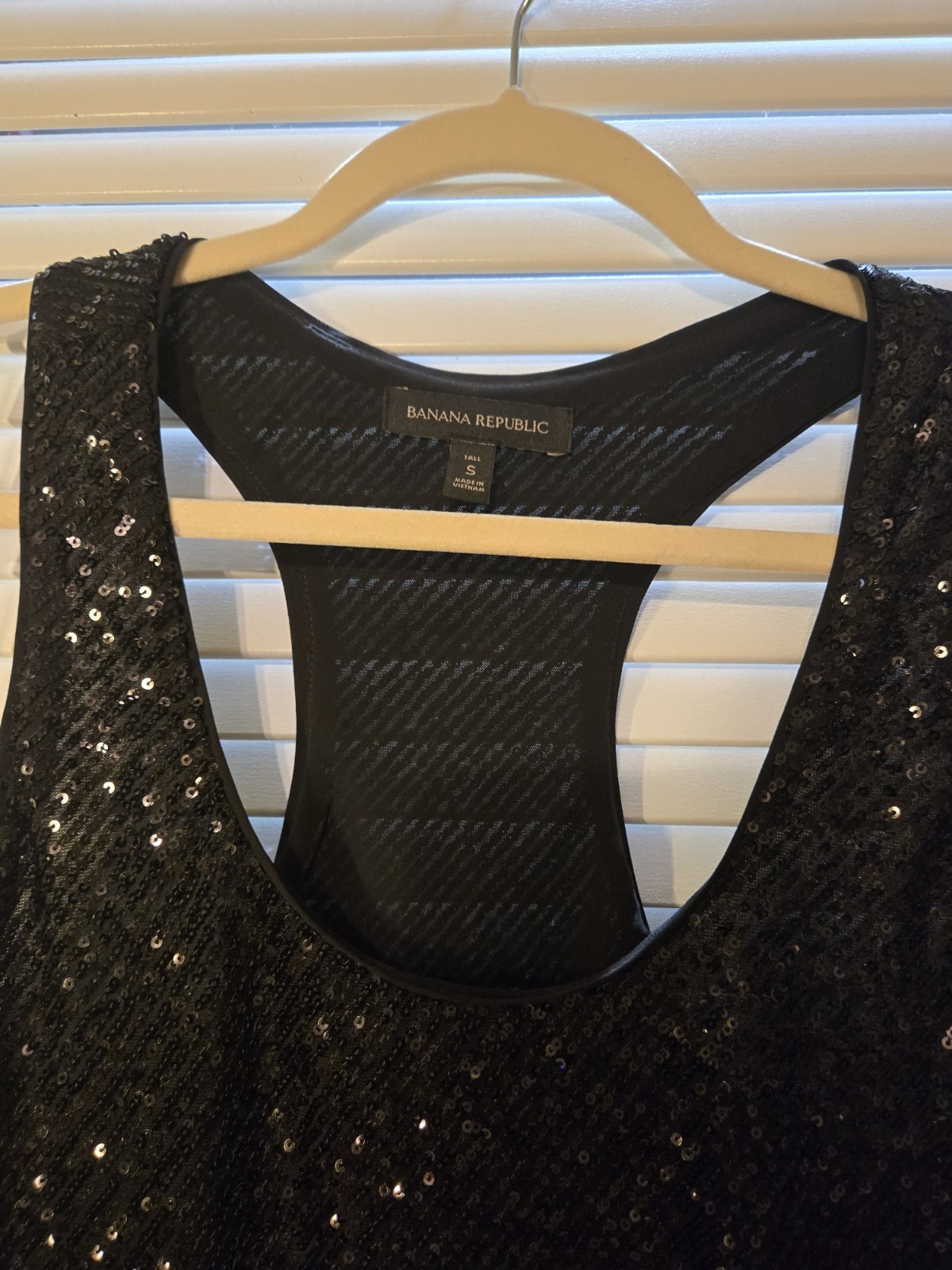 Banana Republic S Tall Black Sequence Sequin Tank Dress Fitted Silouette