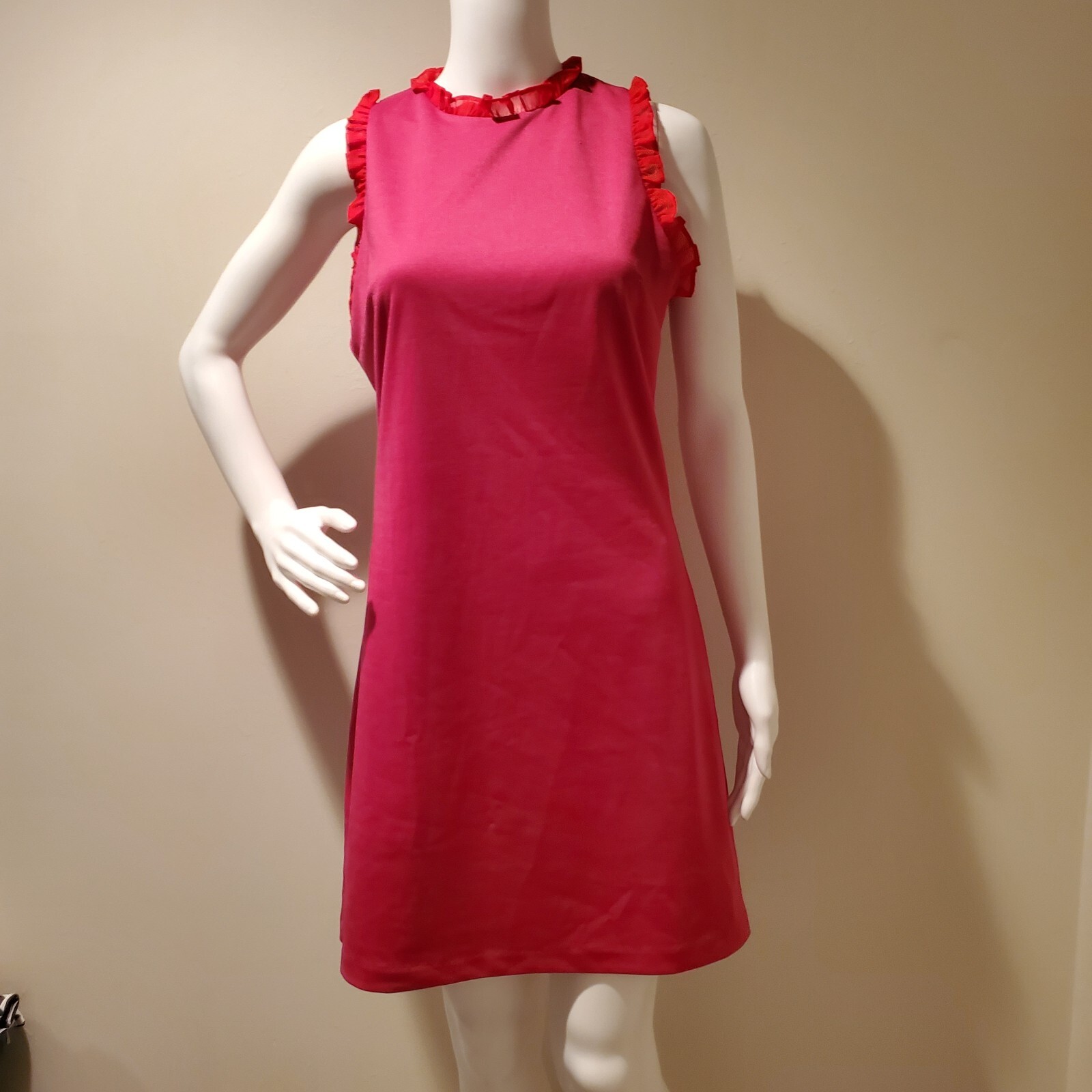NWT Alexia Admor Blair Ruffle Trim Sheath Dress Pink Red S
