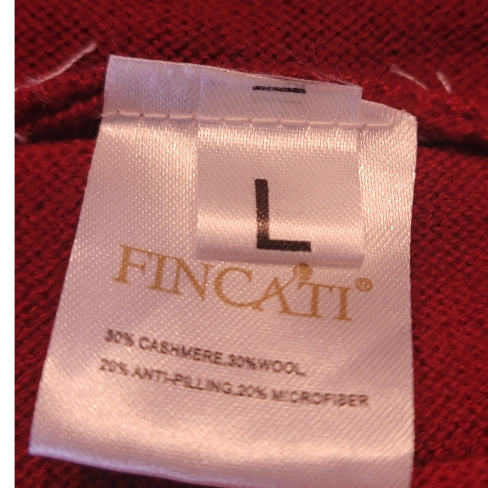 Fincati Cashmere Wool Blend Belted Ribbed Sweater Dress Burgundy Red Large