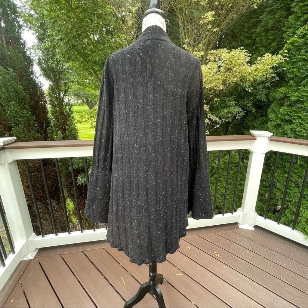 Style & Co. black cutout swing turtleneck cotton blend sweater pleated dress XL