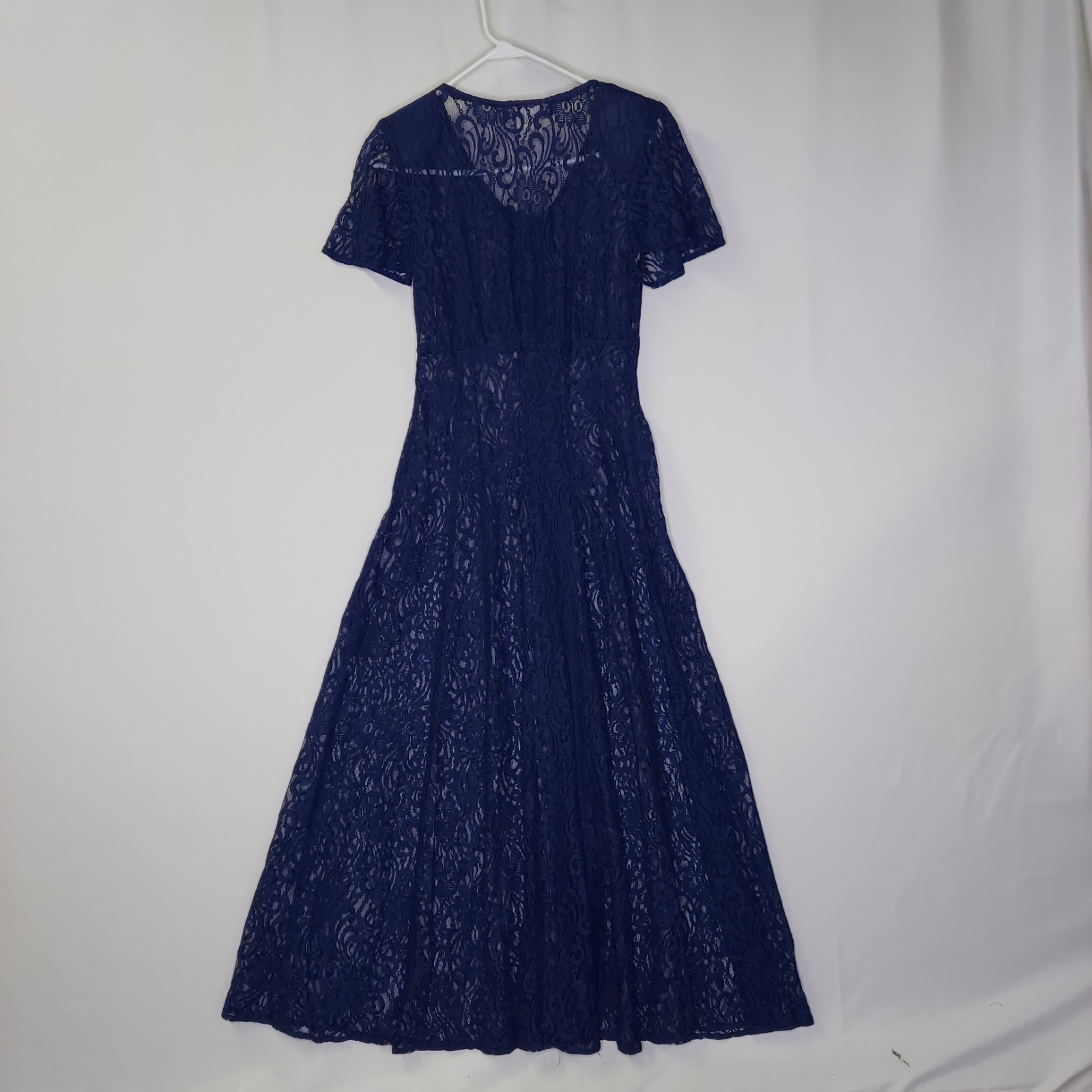 All That Jazz 90s Lace Dress 9/10 Button Sheer Navy Empire Maxi Whimsigoth Prom