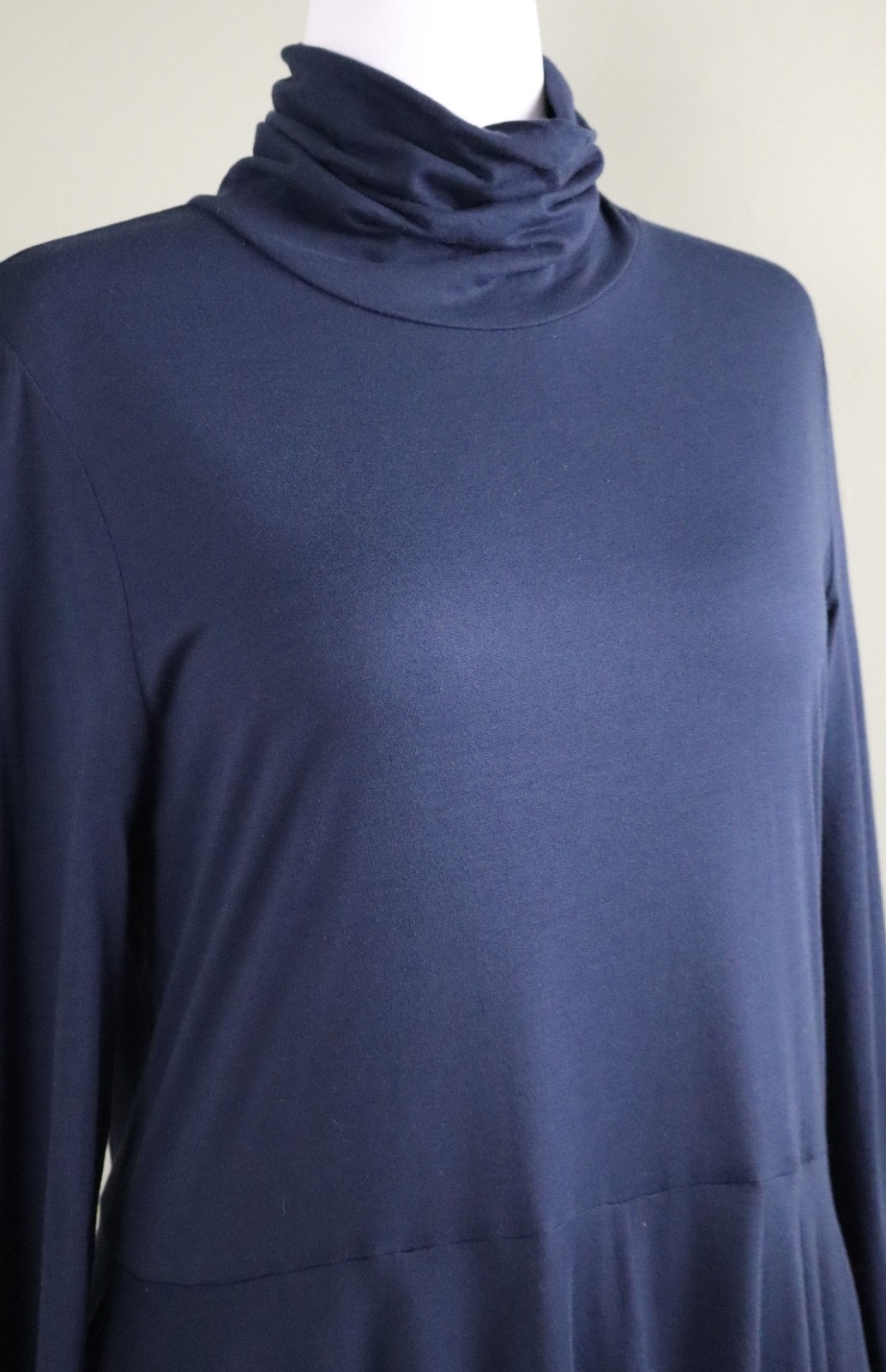PERUVIAN CONNECTION NEW $169 Solid Navy Ariana Midi Turtleneck Dress Size XL