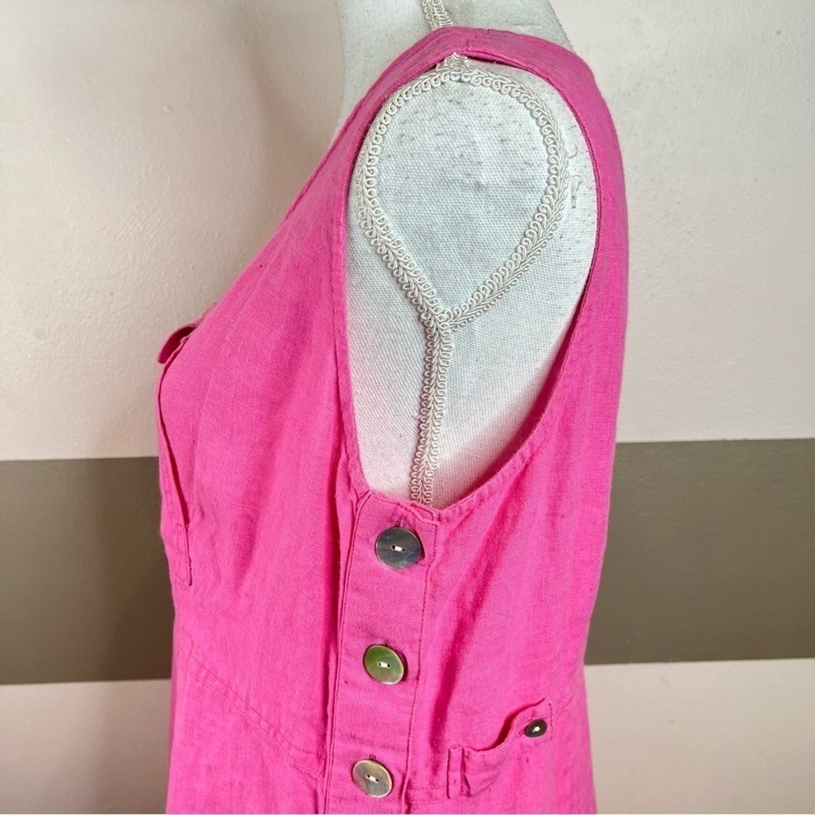 KARAVAN Vintage 90s Pink Coastal Beach Breathable Lightweight Tank Slip Dress M