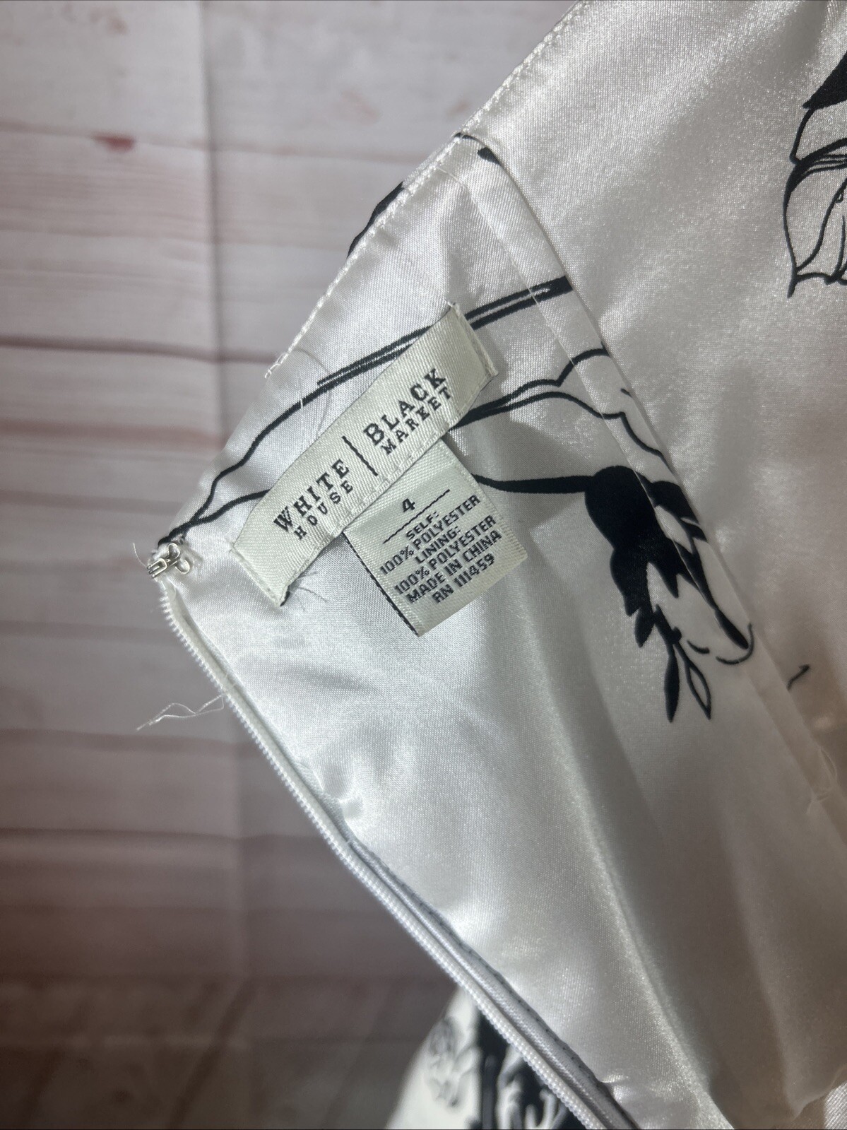WHBM White Black Floral Print Halter A-line Dress Size 4 Lined Hidden back Zip