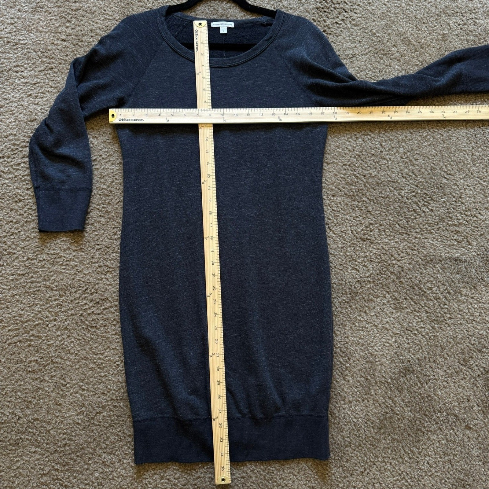 James Perse Raglan Sweatshirt Dress Womens 2 Black Terry Made USA