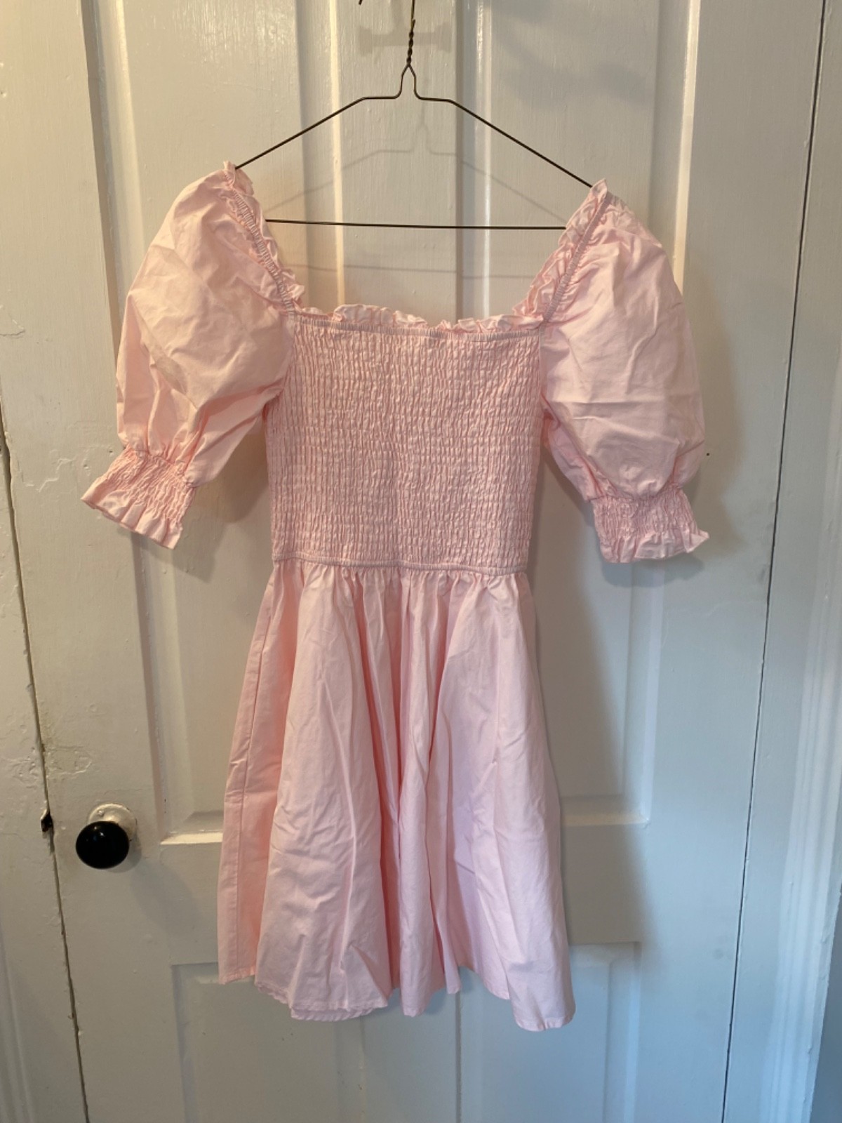 Francesca’s Mi Ami mini pink long sleeve ruffle dress