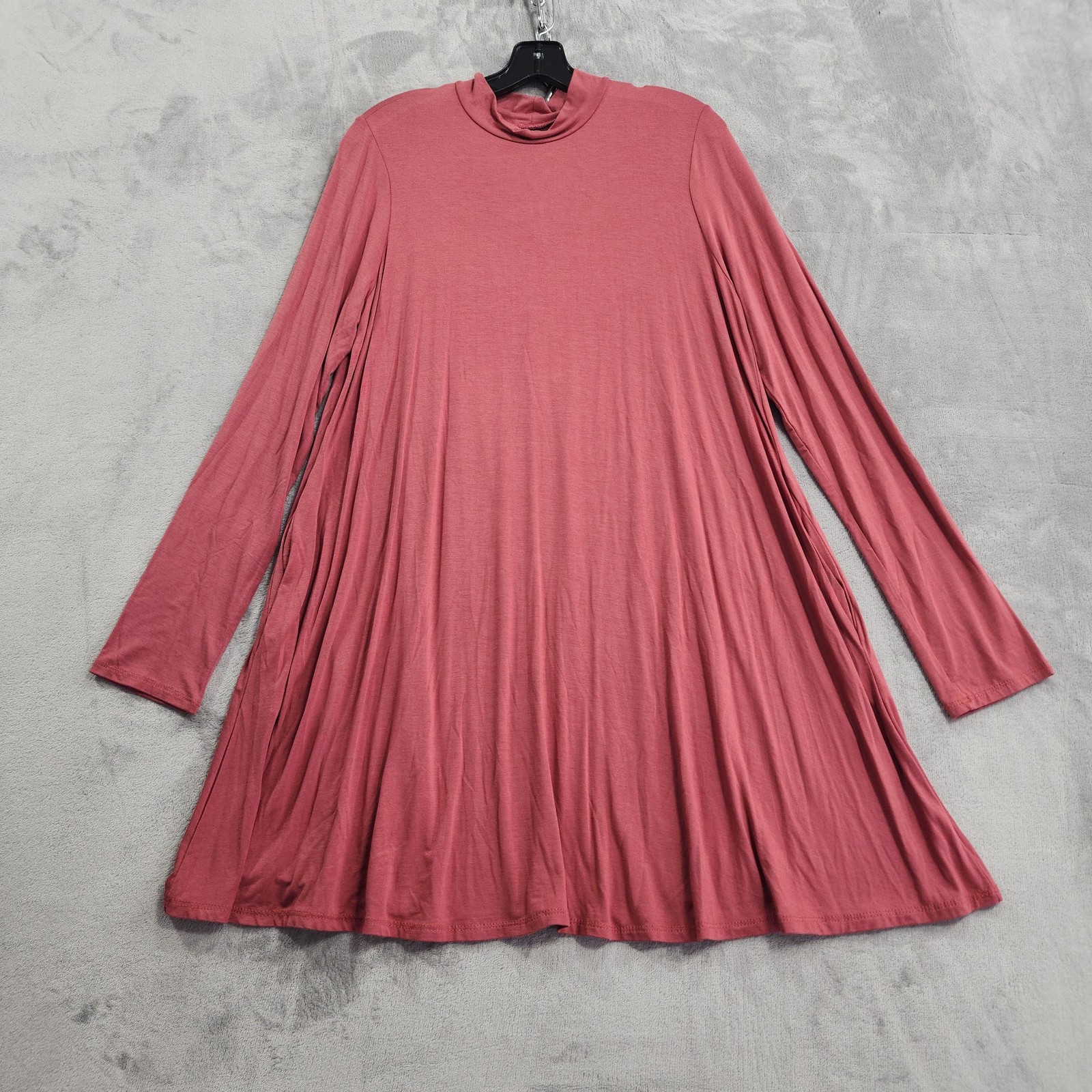 NEW Agnes & Dora Dress Womens XL Pink Coral Mock Neck Swing Trapeze Pockets Soft