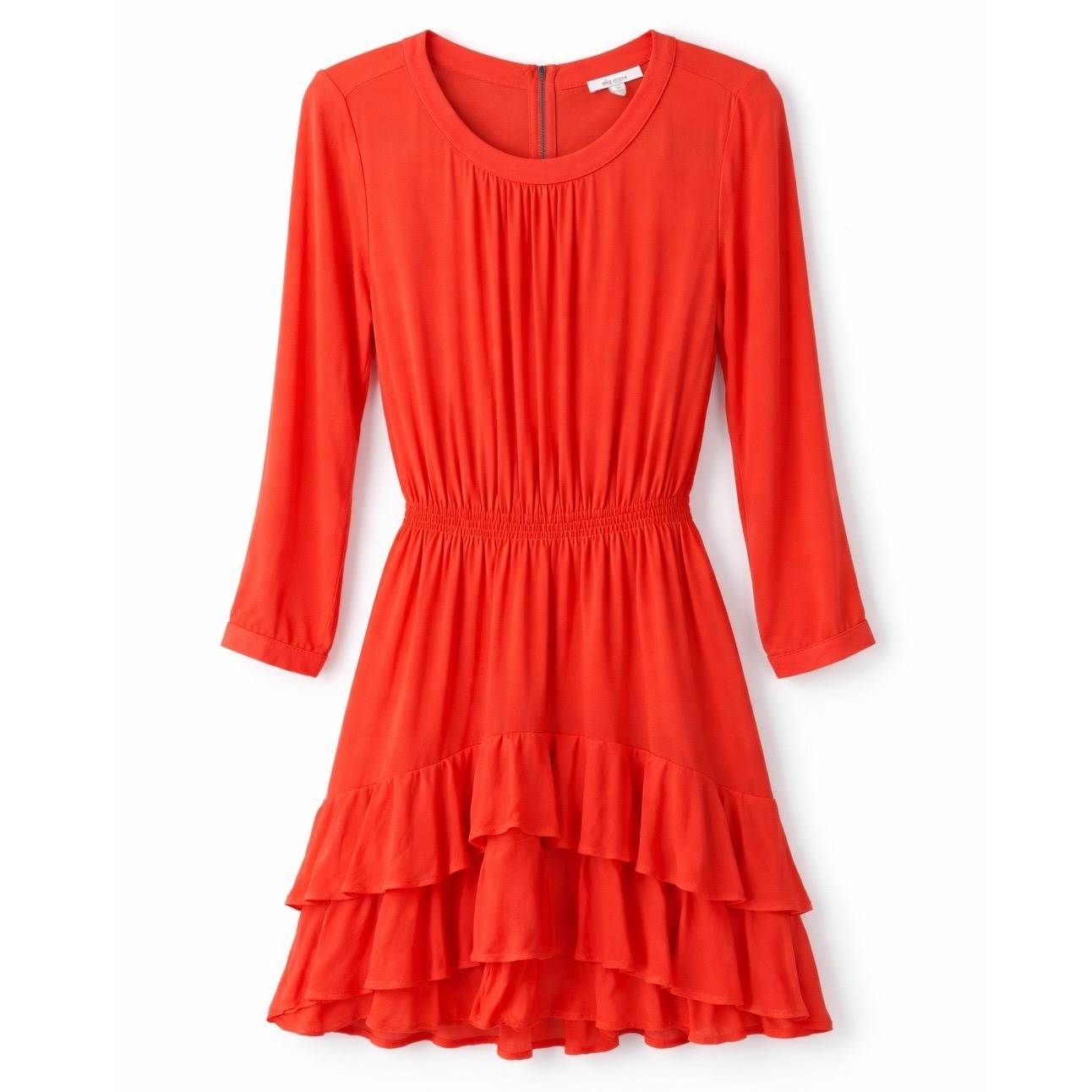 Ella Moss Mini Dress Womens S Coral Ruffle Tiered Smocked Boho Romantic ED14937