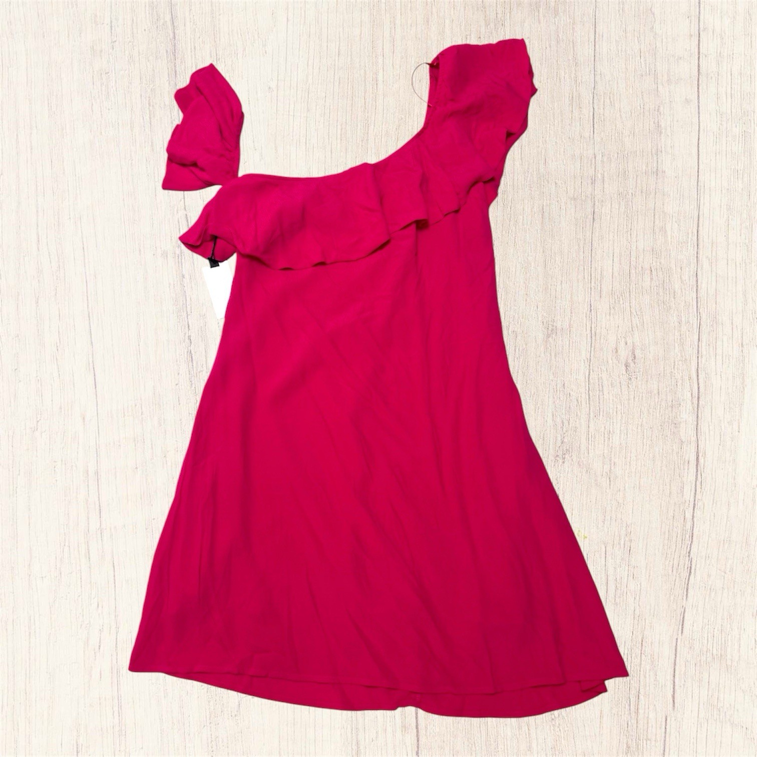 NWT ASTR The Label Marisol Pink Punch Mini Dress One-Shoulder Ruffle Size Medium