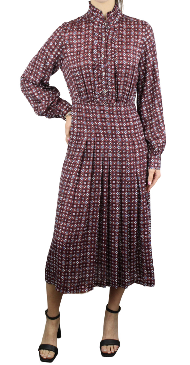 Sandro Thina Dress Womens (Eu) 38 Long Sleeve Pattern Split Midi