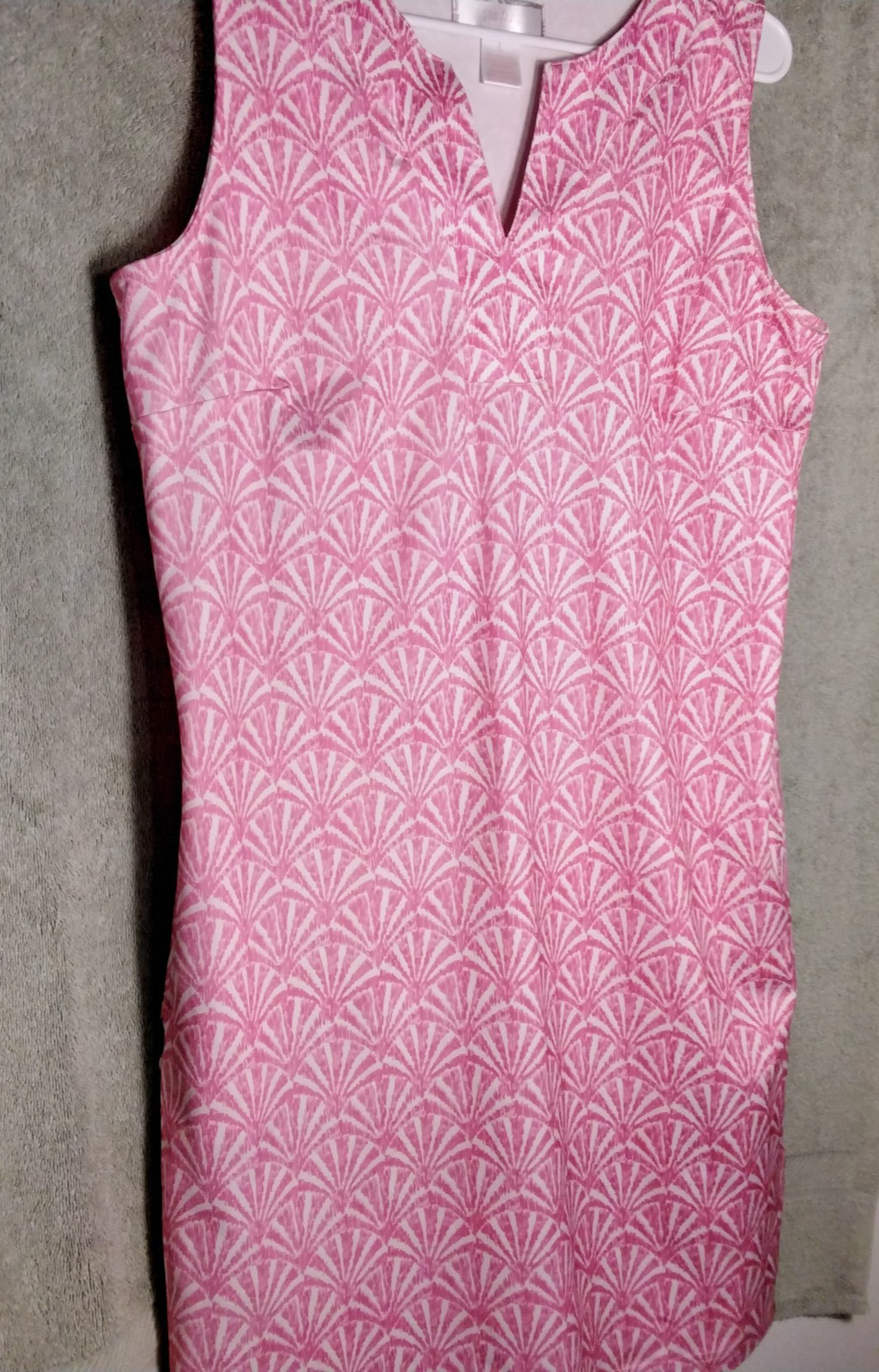 Stella Parker Tank Dress Womens Size L Pink Tropical Shells Sleeveless pockets