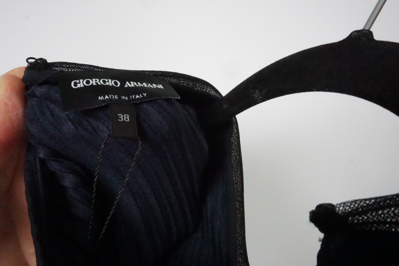 Giorgio Armani Navy Blue Pleated Long Womens Dress Sz 38 BRAND NEW