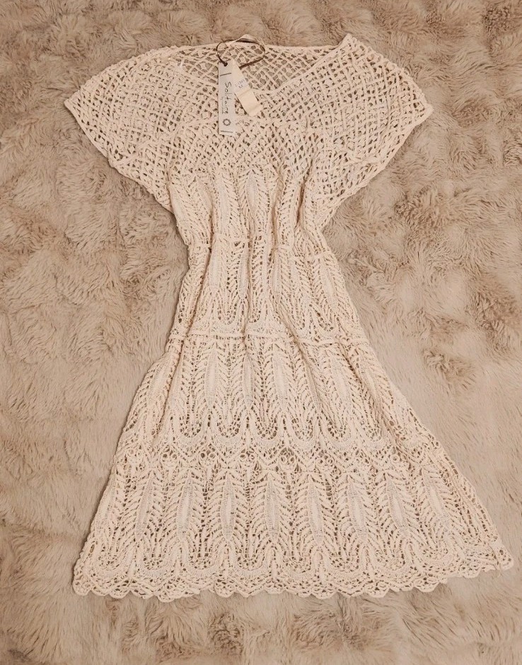 Solitaire by Ravi Llosa cream crochet dress Size M