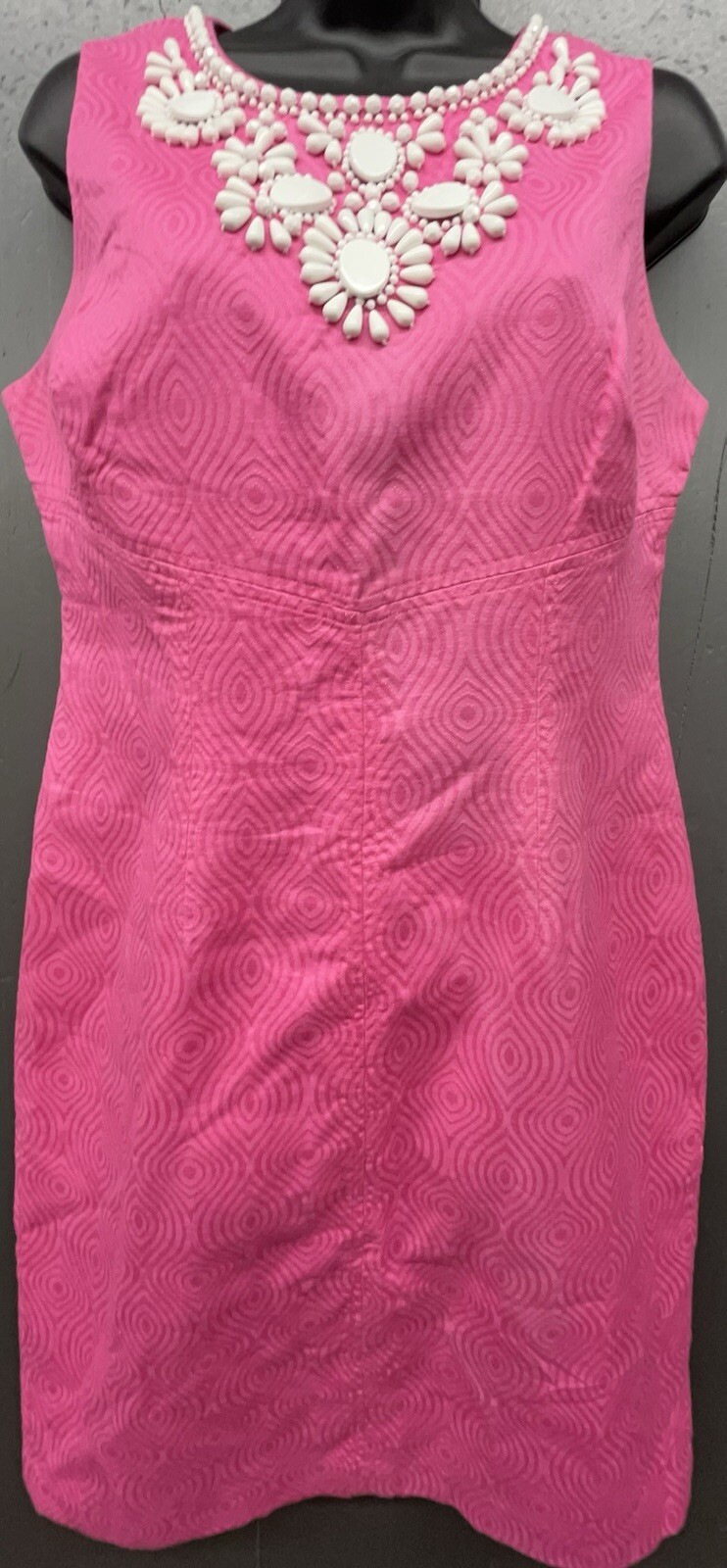 Chadwicks Dress 8 Pink Sleeveless Beaded Embellished Preppy Coastal Vacation