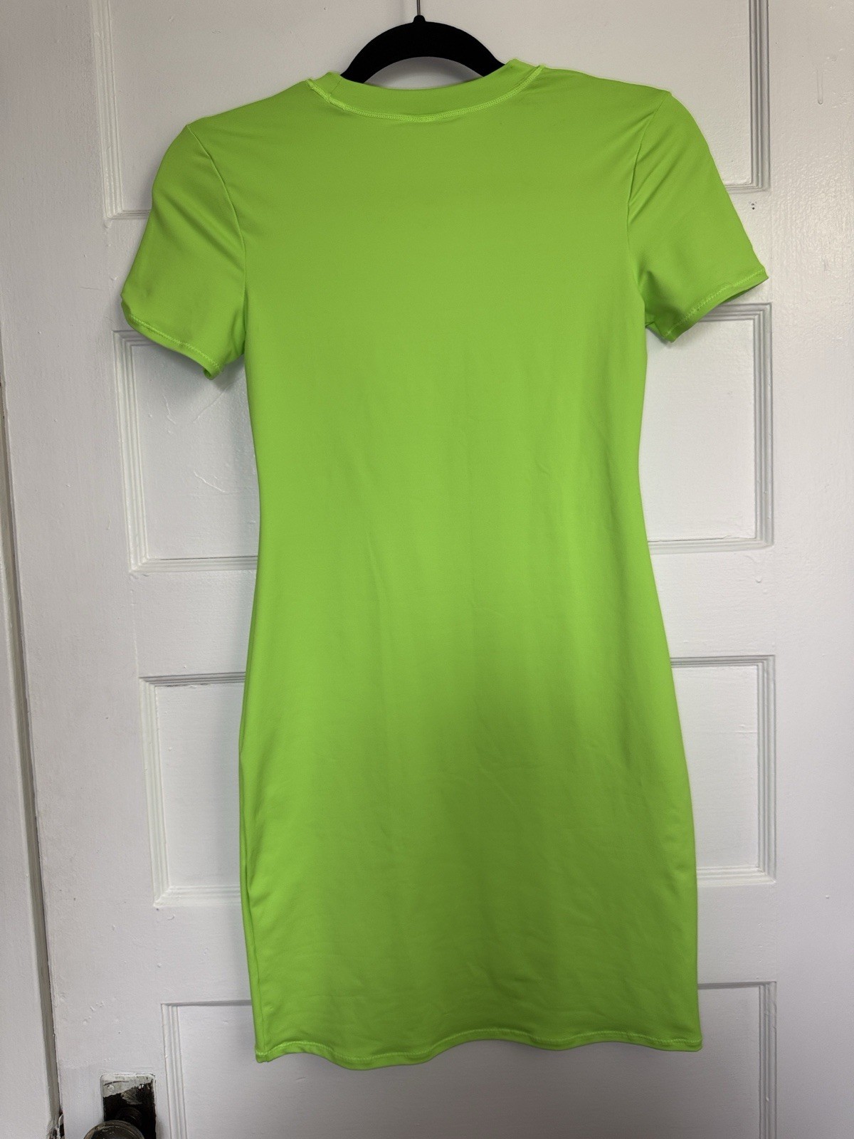 SKIMS Neon Green Crew Neck Short Sleeve Stretch Bodycon Mini Dress Size M Swim
