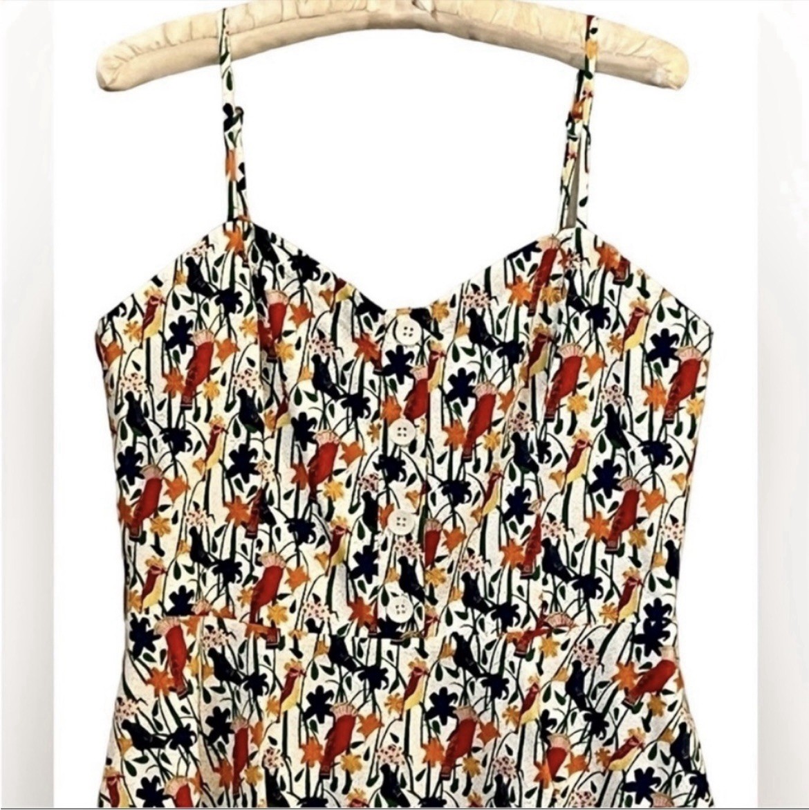 Alice + Olivia Nella Bird Print Dress 12 NWT Fit Flare Sweetheart Mini