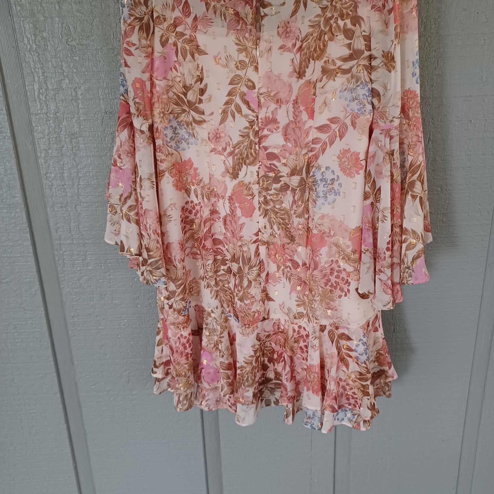 Eliza J Floral Chiffon Shift Mini Dress Size 10 Women Wedding Guest Feminine