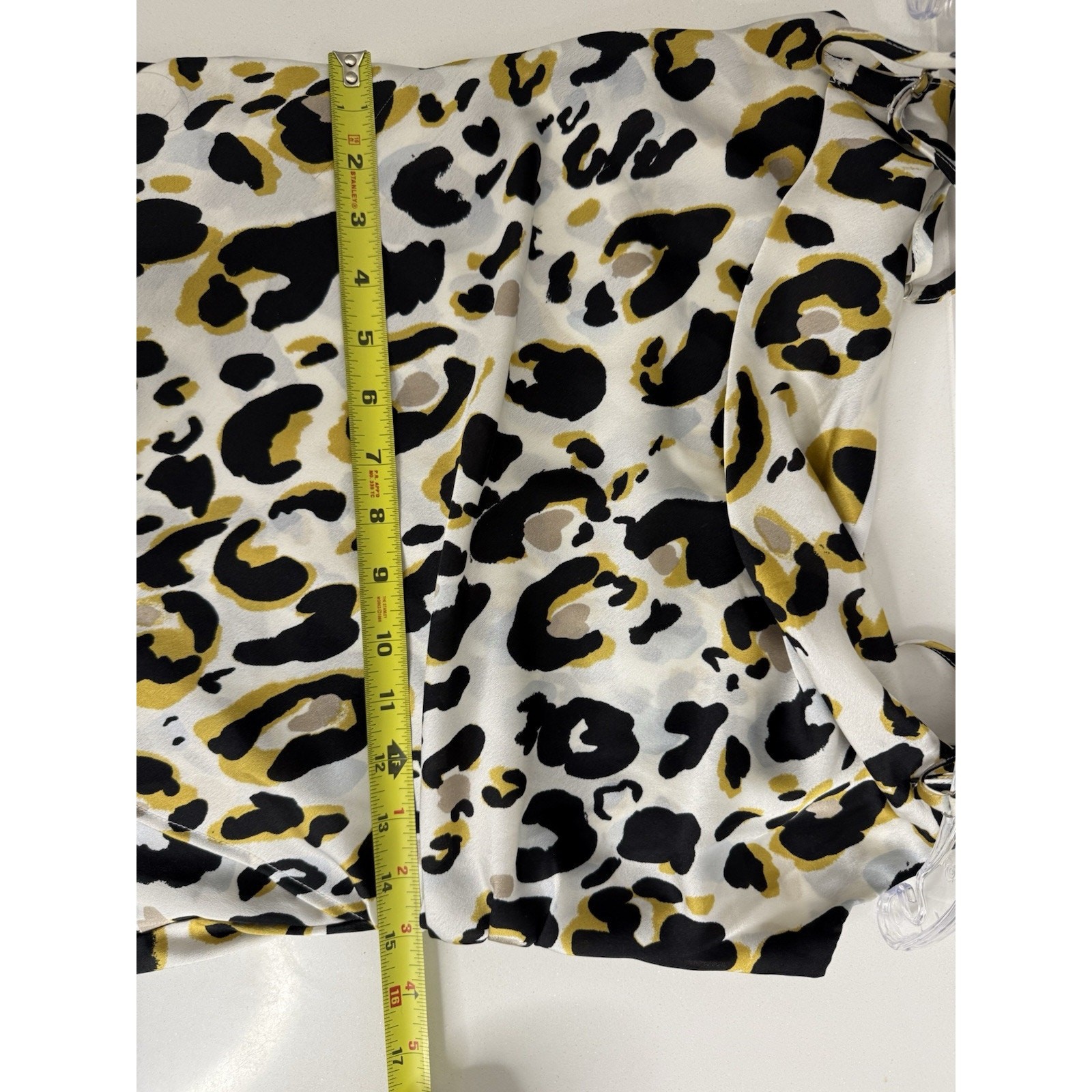 Leopard Print Slip Dress Midi Spaghetti Strap Faux Wrap M NWOT Cowl Neck