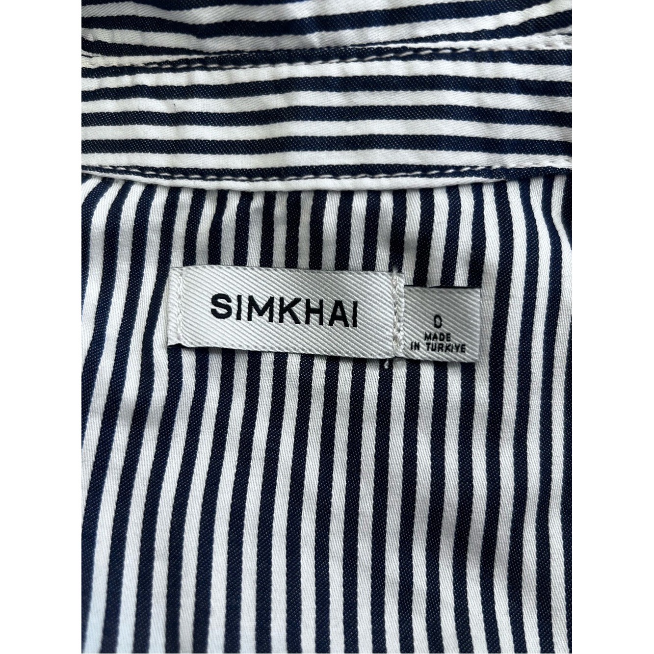 Simkhai Harlowe Striped Poplin and Denim Paneled Mini Dress Size 0