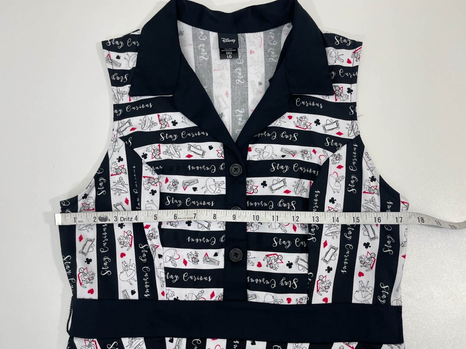 Hot Topic Disney Alice In Wonderland Stay Curious Collared Flare Shirt Dress L