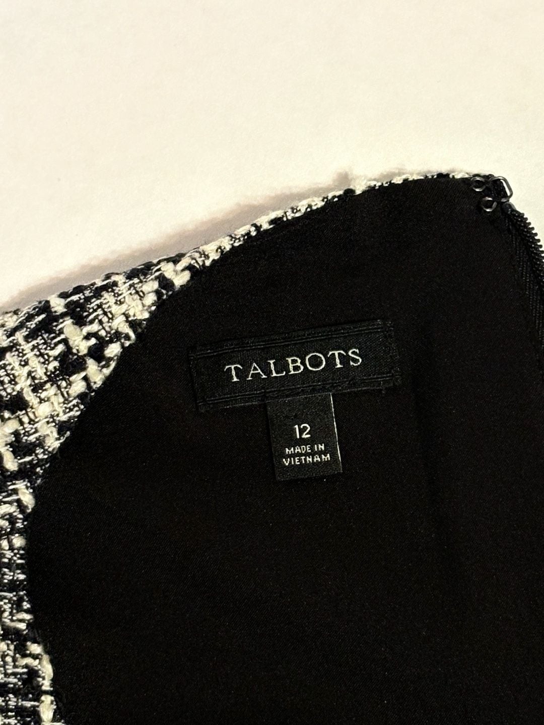 Talbots Women’s Black and White Tweed Fit & Flare Short Sleeve Dress #1086