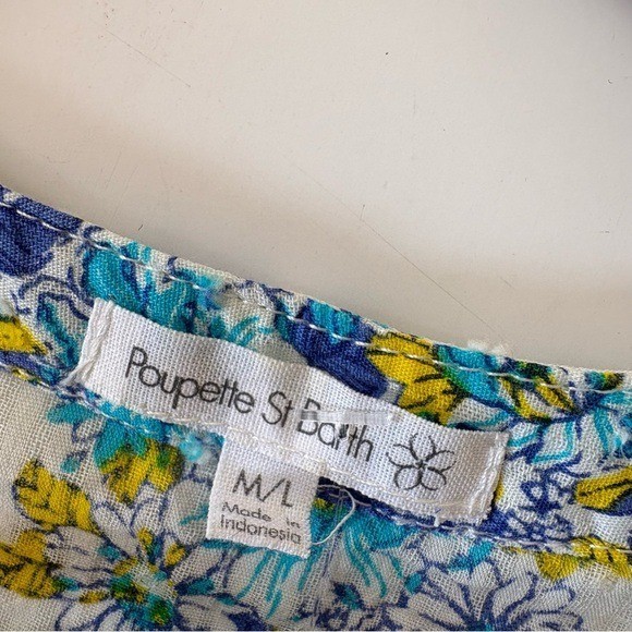 Poupette St. Barth || Aria A-line Mini Dress in Blue Waves Flowers M/L