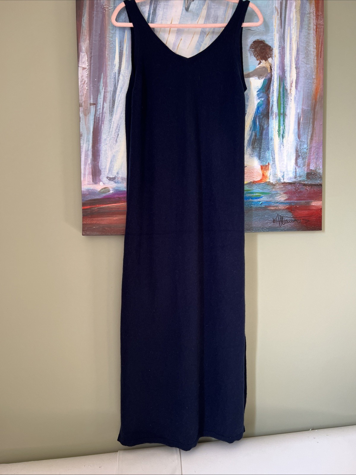 THE CASHMERE PROJECT Sz M Navy Midi 100% Cashmere Sleeveless Dress NWT