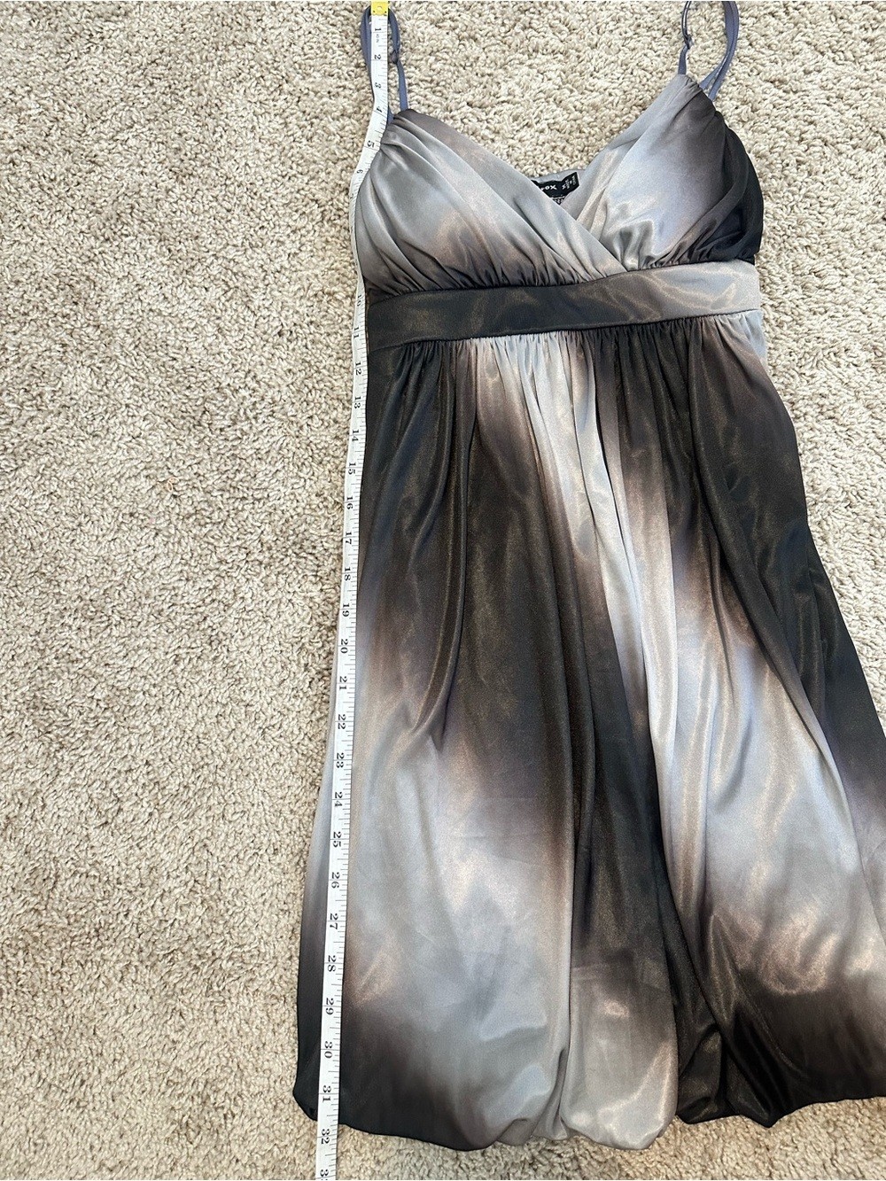 Ruby Rox Metallic Ombre V-Neck Mini Dress – Black & Silver