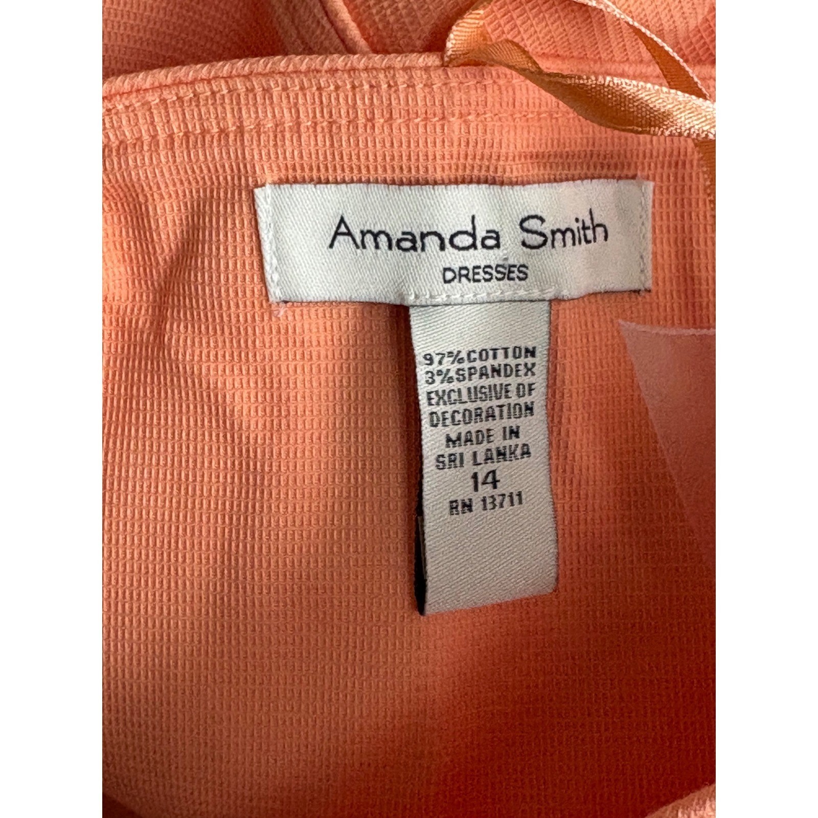 NWT Amanda Smith Lindsey Strapless Floral Embroidered Dress Orange Size 14