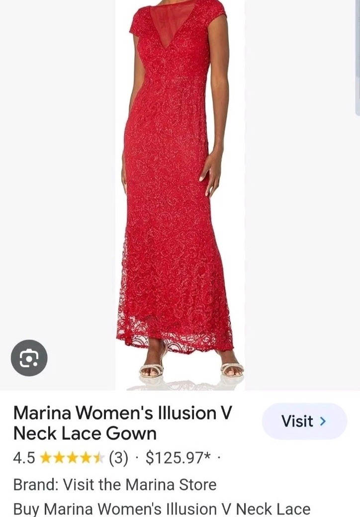 $228 Medium US 6 ❤️ Marina Stretch Red Women Push up A Line Lace Gown Dress
