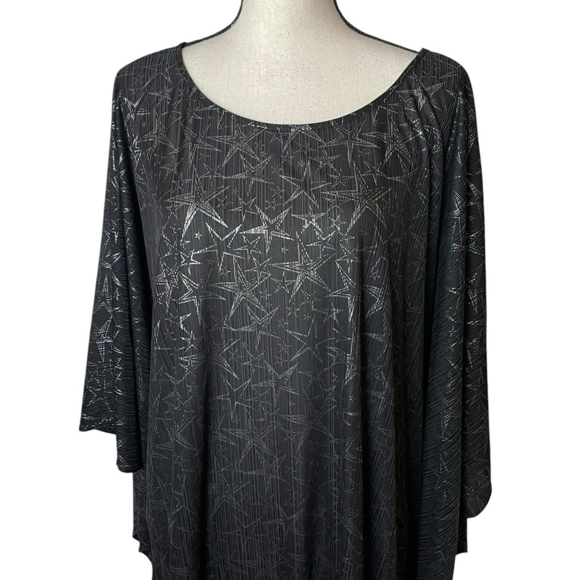 Celestial Metallic Stars Whimsigoth Witchy Poncho Kaftan Tunic Dress 3X