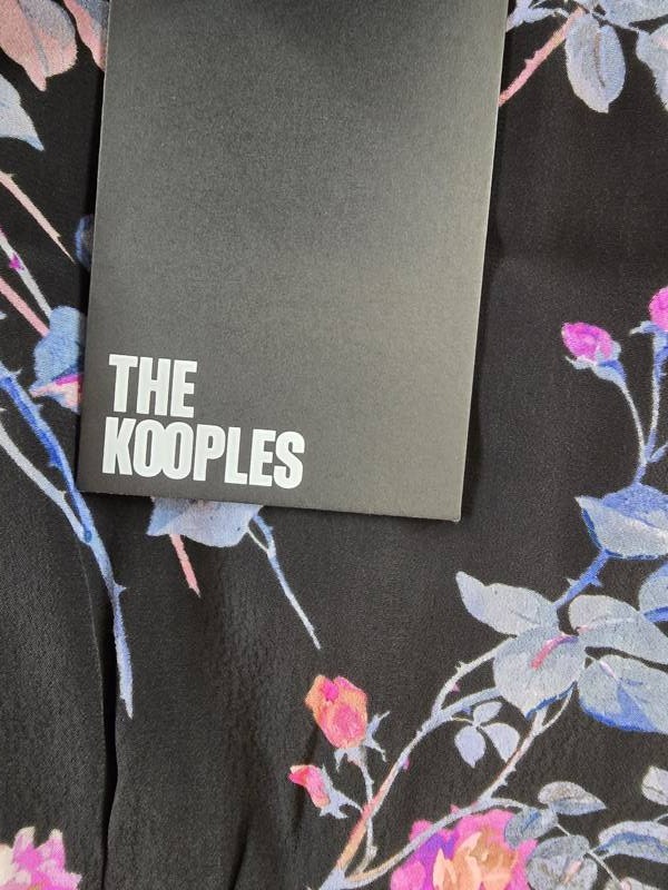 The Kooples Midi V-Neck Short Sleeve Dress Women’s EU 0 Black/Pink Floral