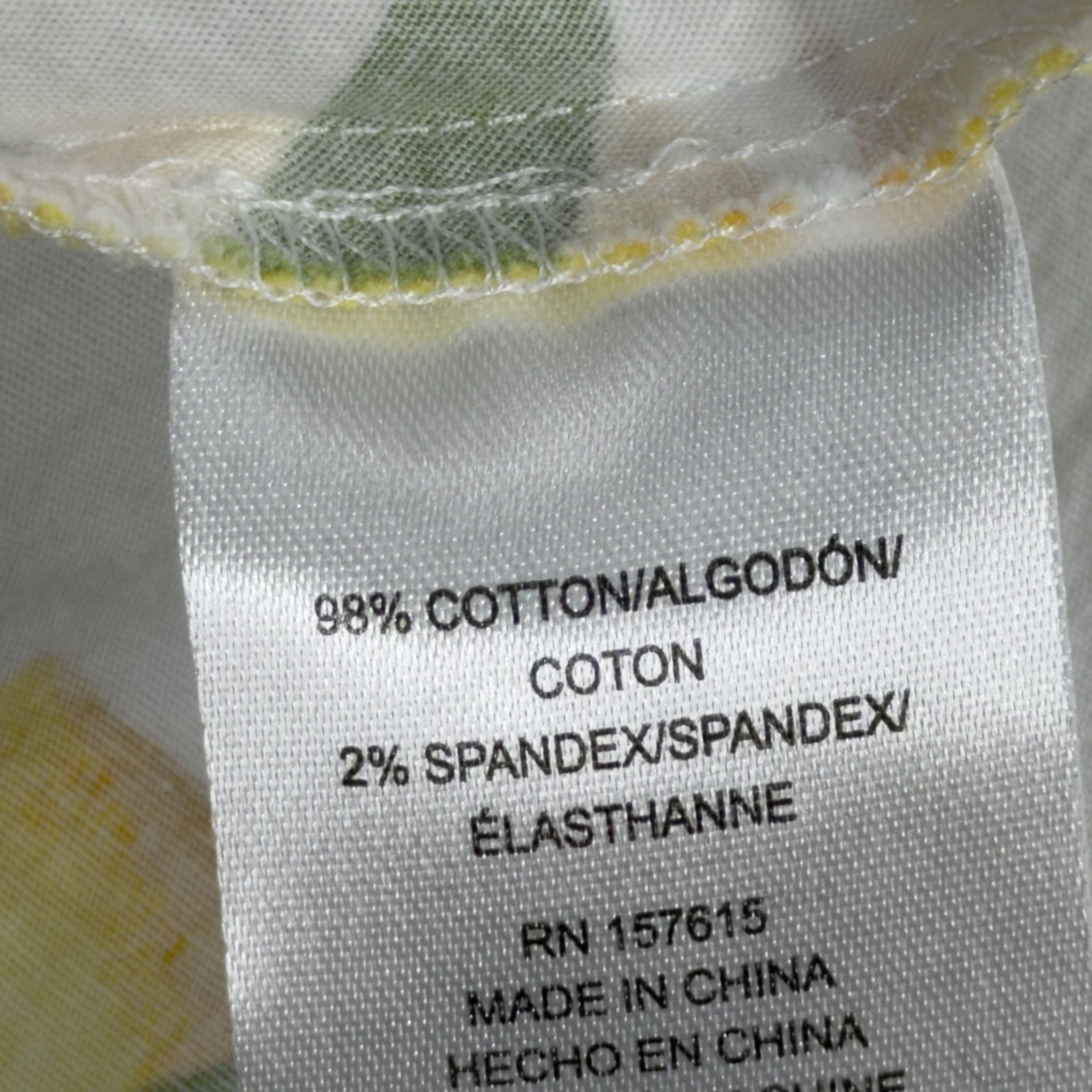 Cynthia Rowley Lemon Print Ruffle Hem Shirt Dress White Yellow Mini Small