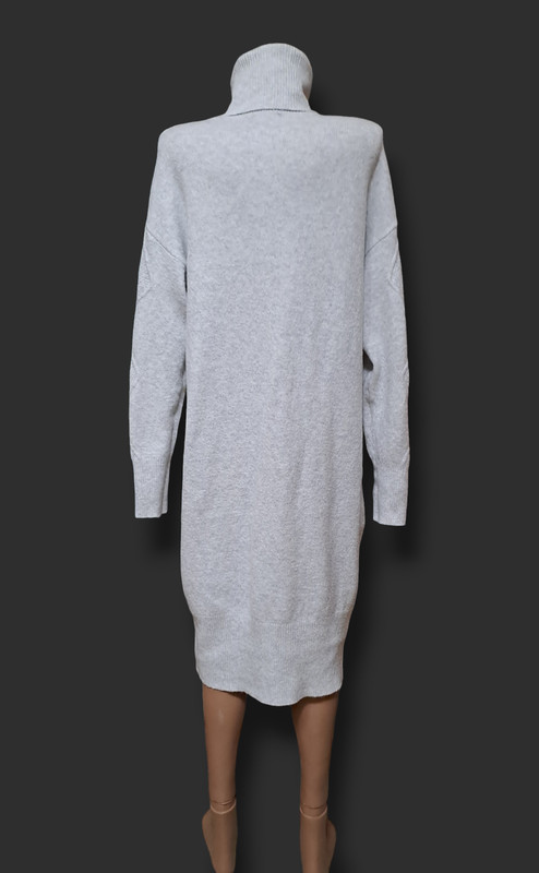 F&f White Gray Oversized Cable Knit Sweater Dress Size S