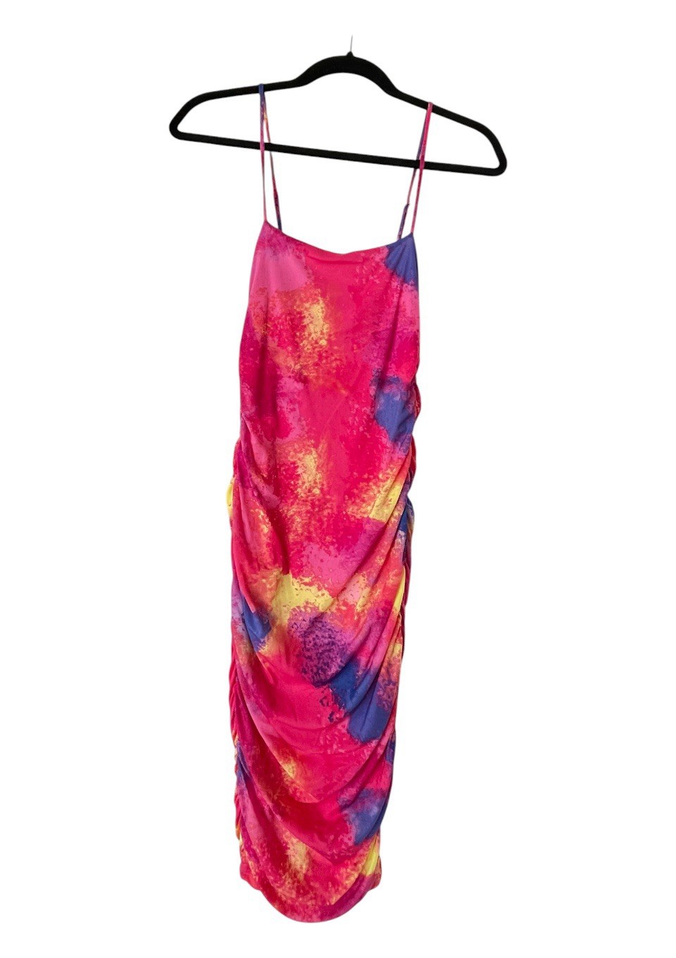 Bar III Pink Tie-Dye Spaghetti Strap Midi Dress