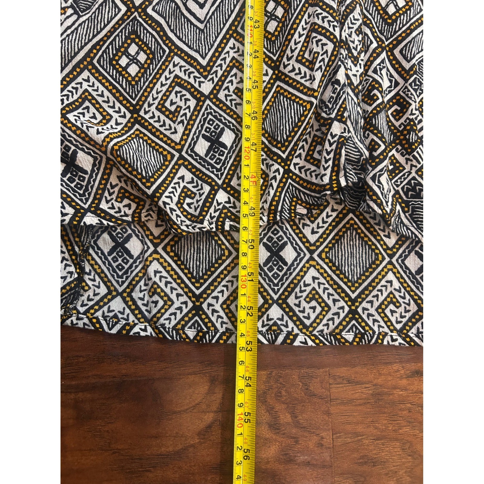Boho Geo Chic Flowy Maxi Dress Women’s Small Modern Tribal Print