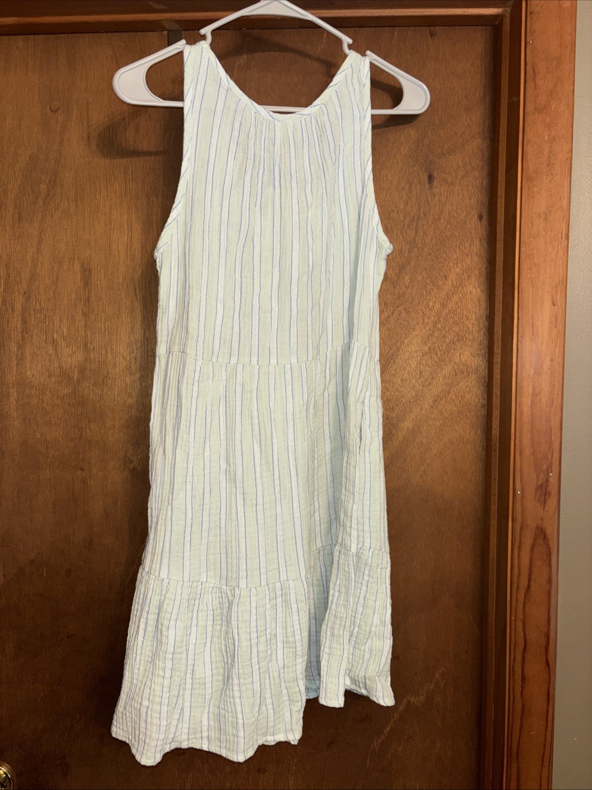 Universal Thread Blue White Striped Tiered Summer Beach Dress Size S
