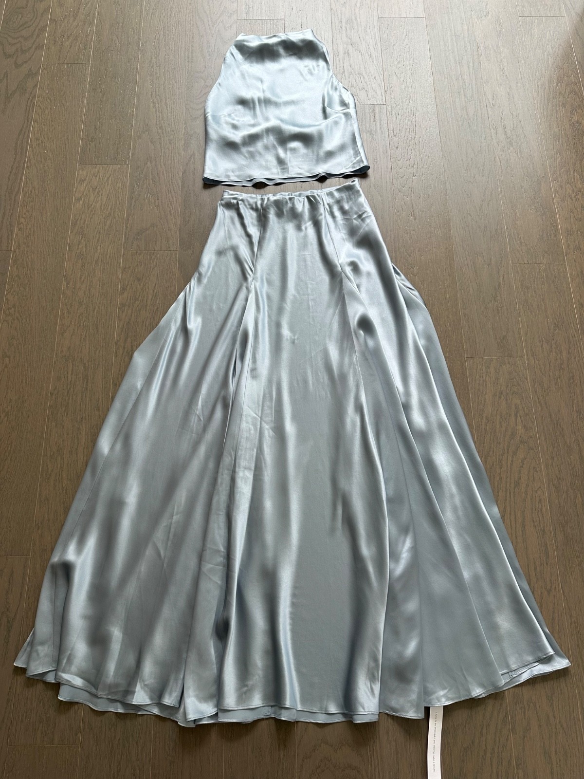 Reformation Sera Silk Two Piece Maxi Skirt Halter Set Mineral Blue With Tags – 4