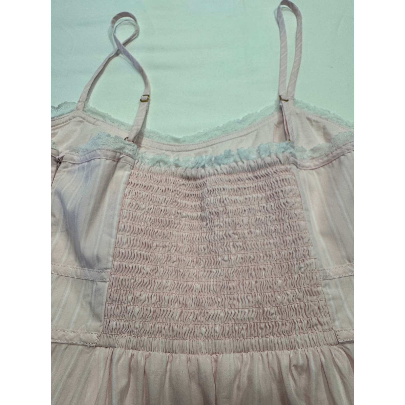 LoveShackFancy Pink Stripe Lace Trim Maxi Dress XXS Pastel Cottagecore Good
