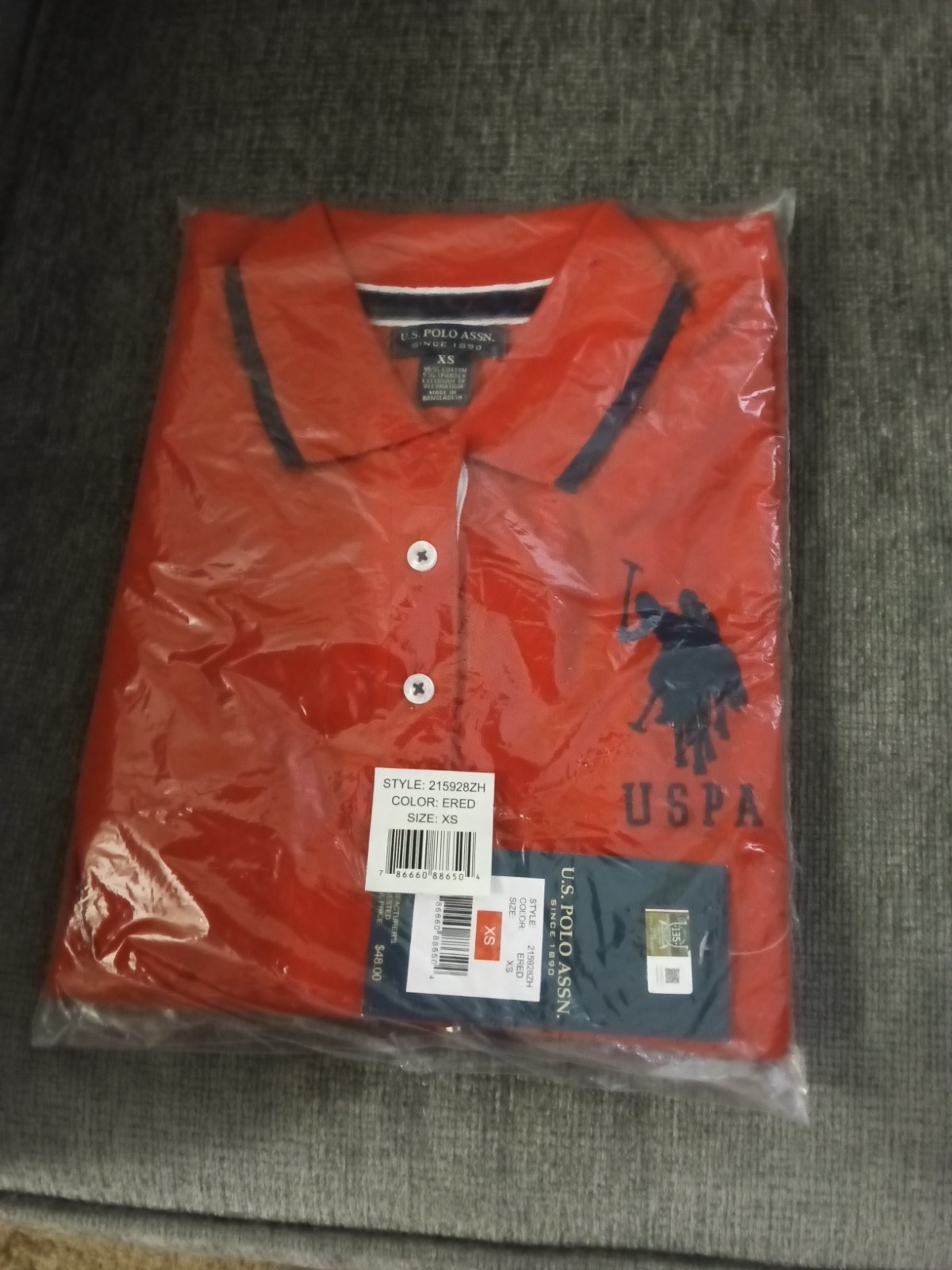U.S. Polo Assn. Red Collared Button T-Shirt Dress Logo Accent Size XS