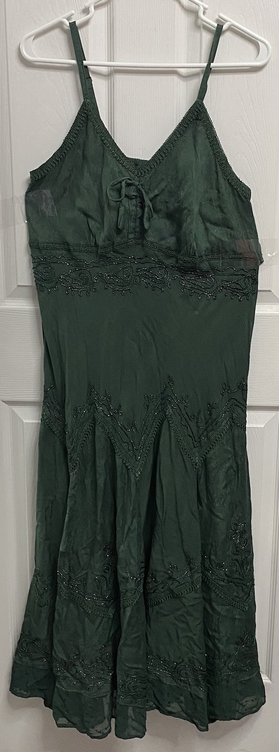 Advance Apparels Women Kelly Green Bohemian Embroidered Rayon Dress 1XL-2XL NWOT