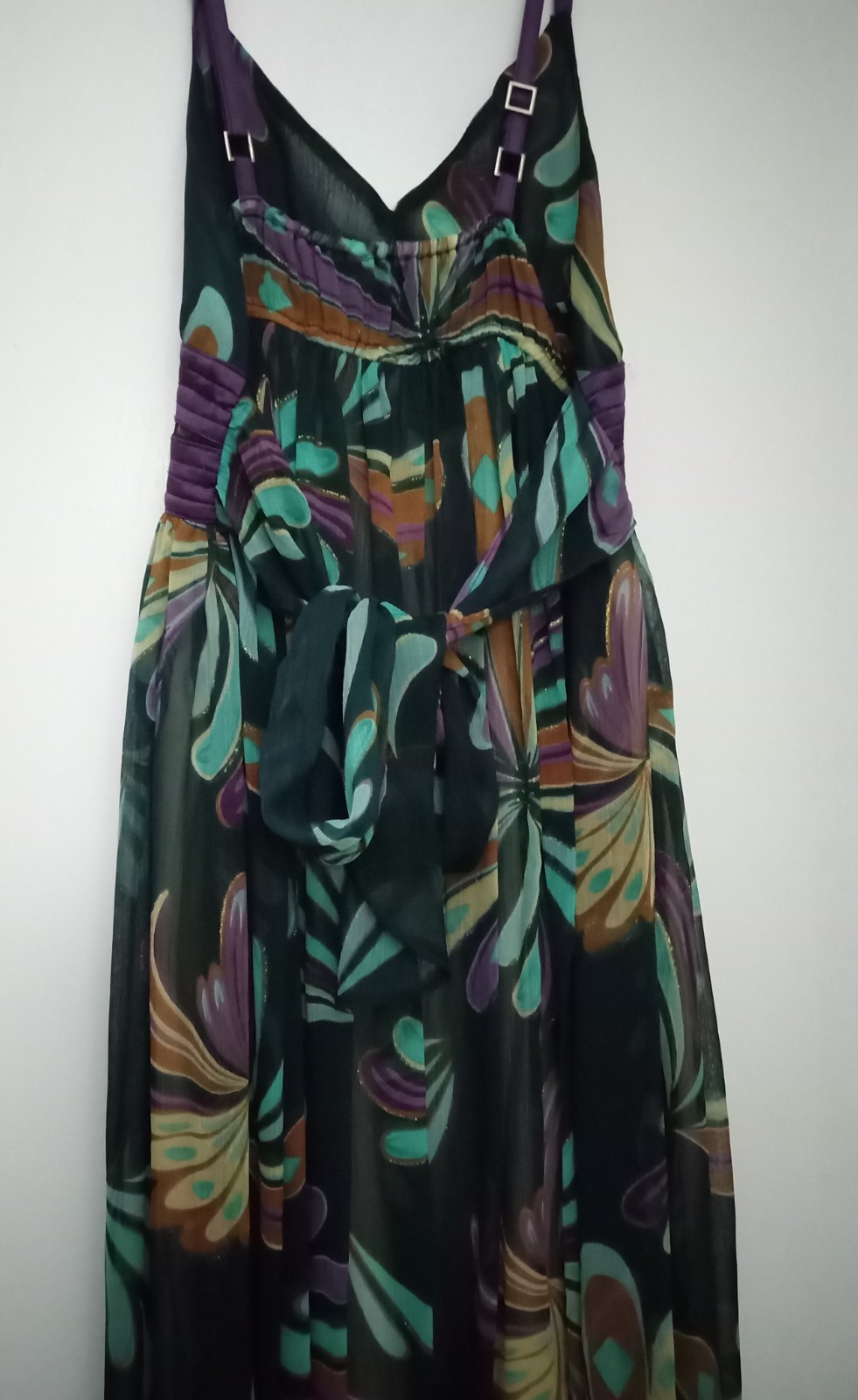 Katia Dark Green Floral Print with Tie In The Back Dress Size Small